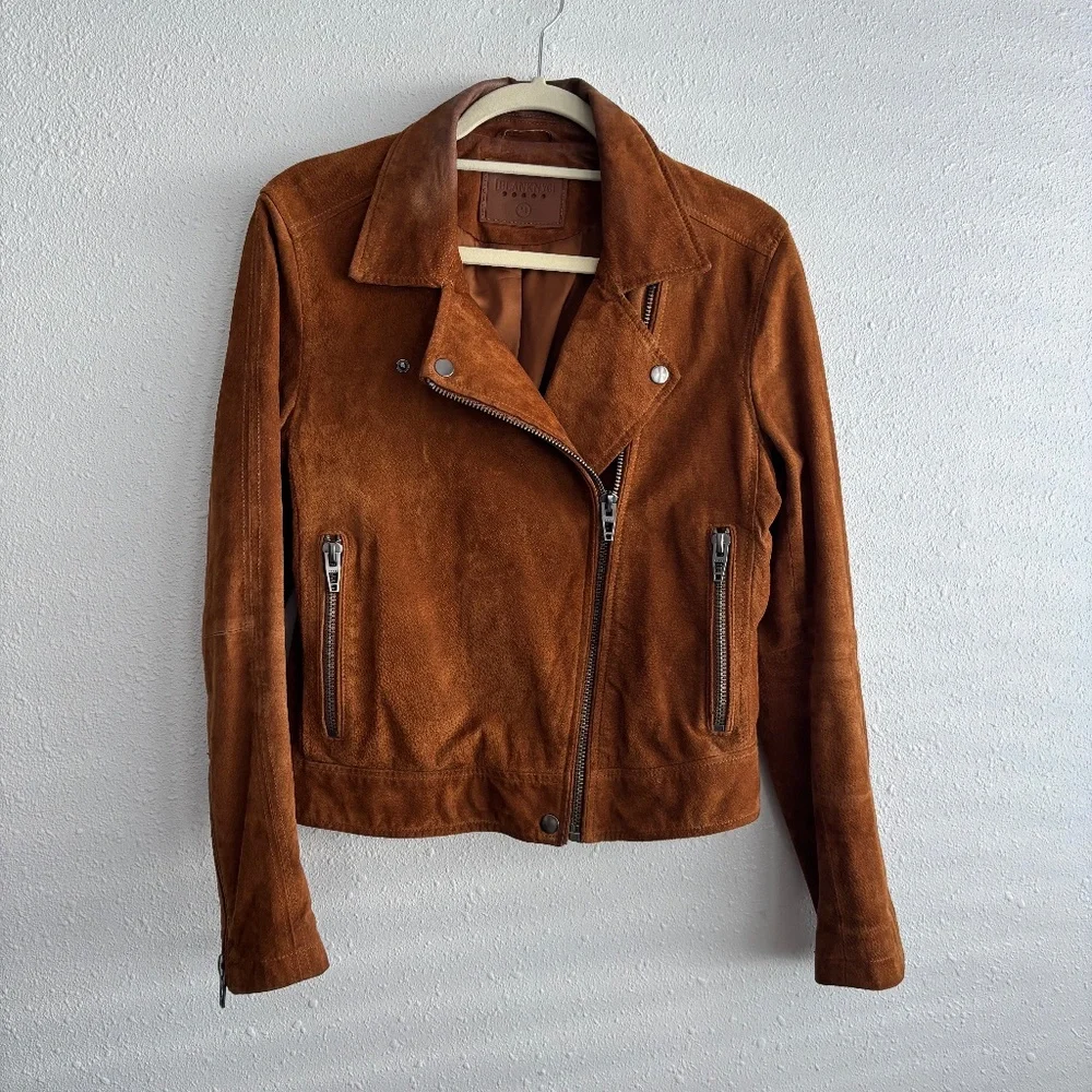 BlankNYC Brown 100% Genuine Suede Moto Jacket - Picture 7 of 8